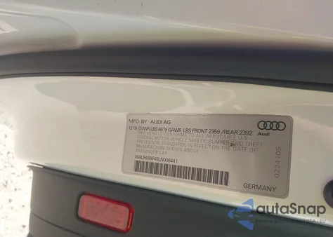 2020 Audi A4 Premium Plus 40 Tfsi Front-Wheel Drive S Tronic from USA, damaged, VIN WAUHMAF48LN008441